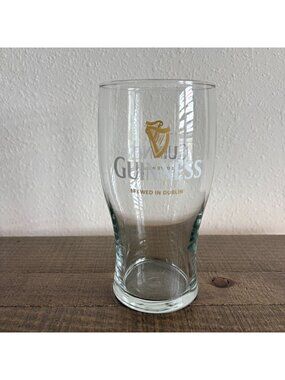 Guinness Pint Glass Embossed Gold Logo Mancave 16 Ounce Brewed In Dublin